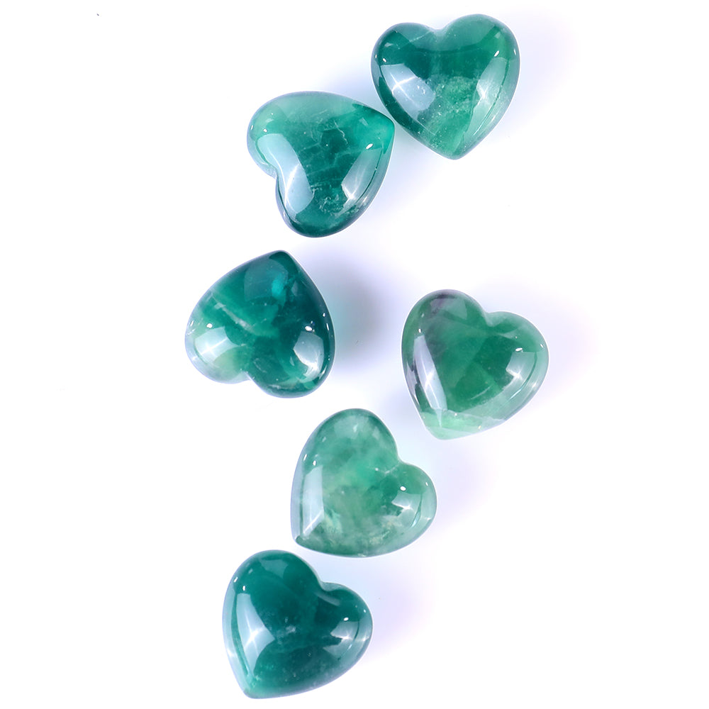 0.8" Fluorite Hand Carved Crystal Heart Crystallumi