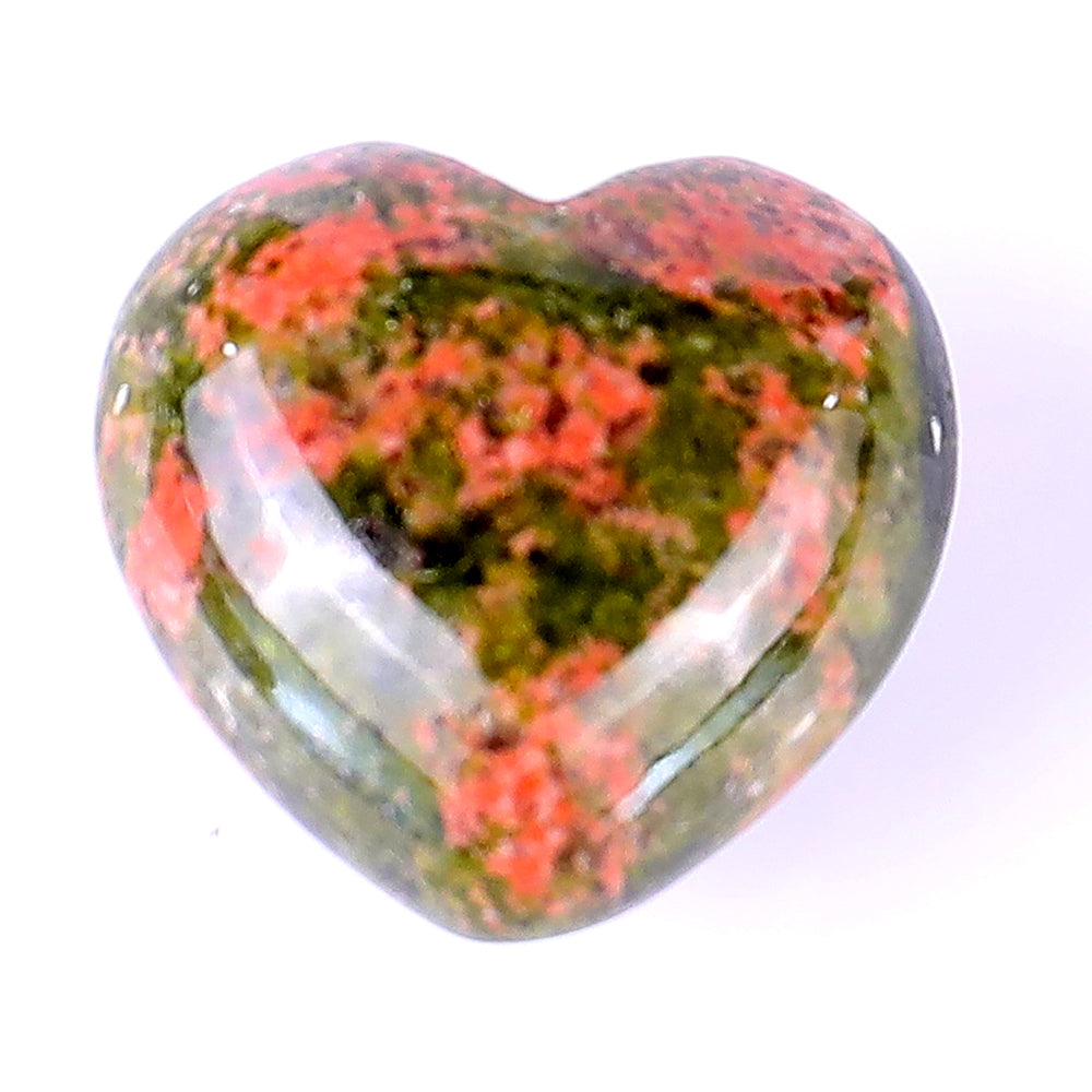 0.8" Pink and Green Unakite Hand Carved Crystal Heart Crystallumi