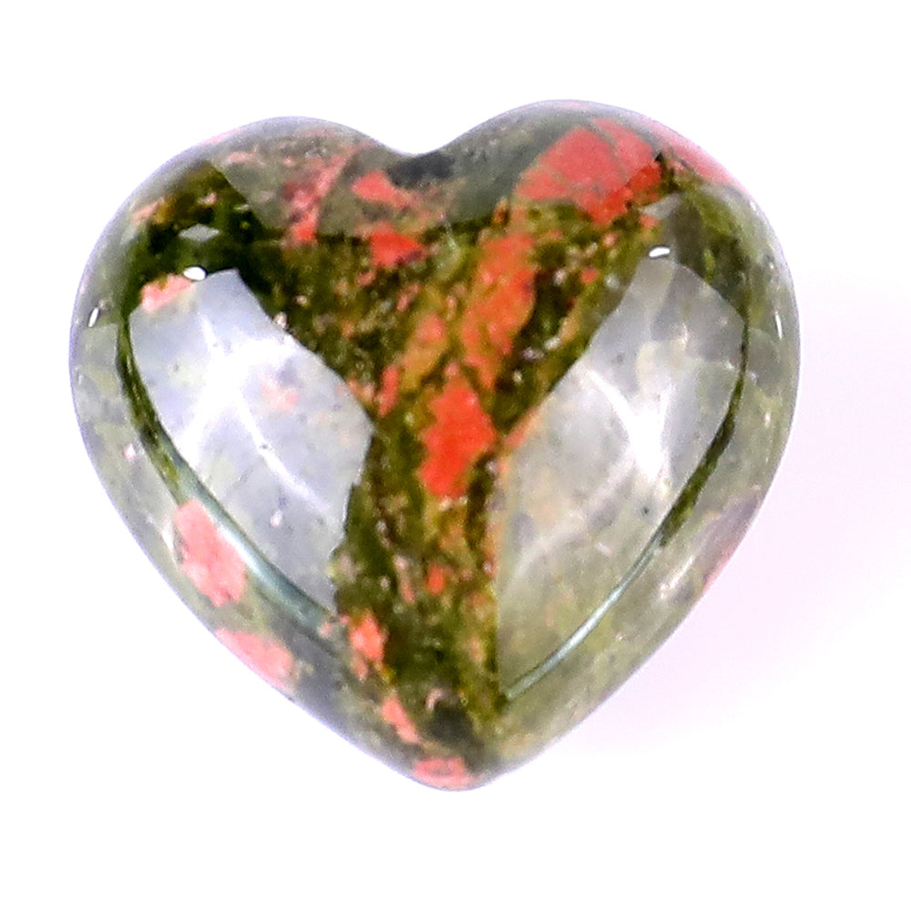 0.8" Pink and Green Unakite Hand Carved Crystal Heart Crystallumi