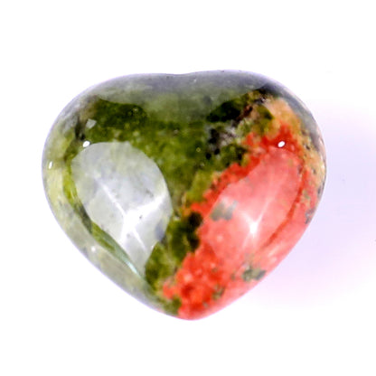 0.8" Pink and Green Unakite Hand Carved Crystal Heart Crystallumi