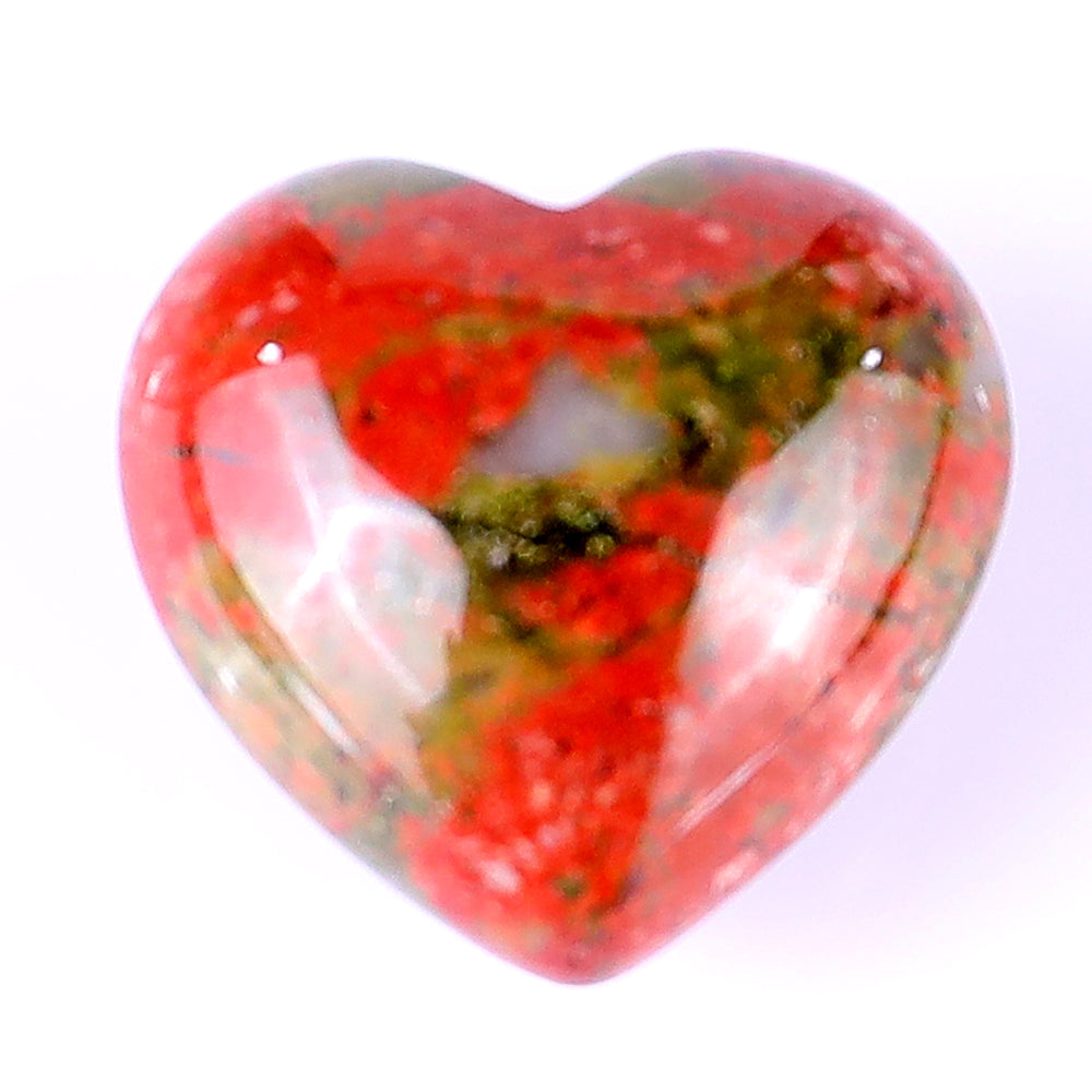 0.8" Pink and Green Unakite Hand Carved Crystal Heart Crystallumi