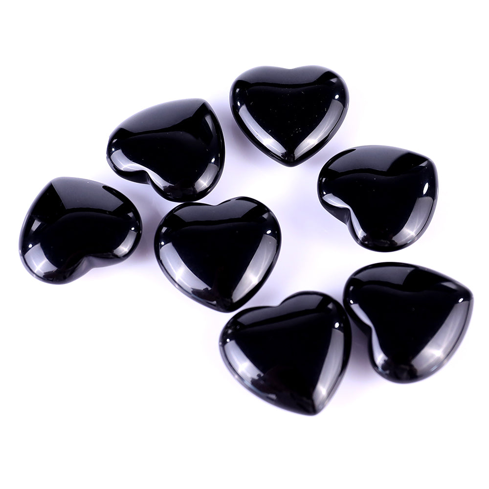 1.2" Black Obsidian Hand Carved Crystal Heart Crystallumi