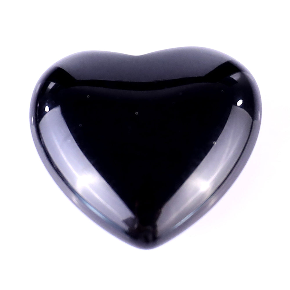 1.2" Black Obsidian Hand Carved Crystal Heart Crystallumi