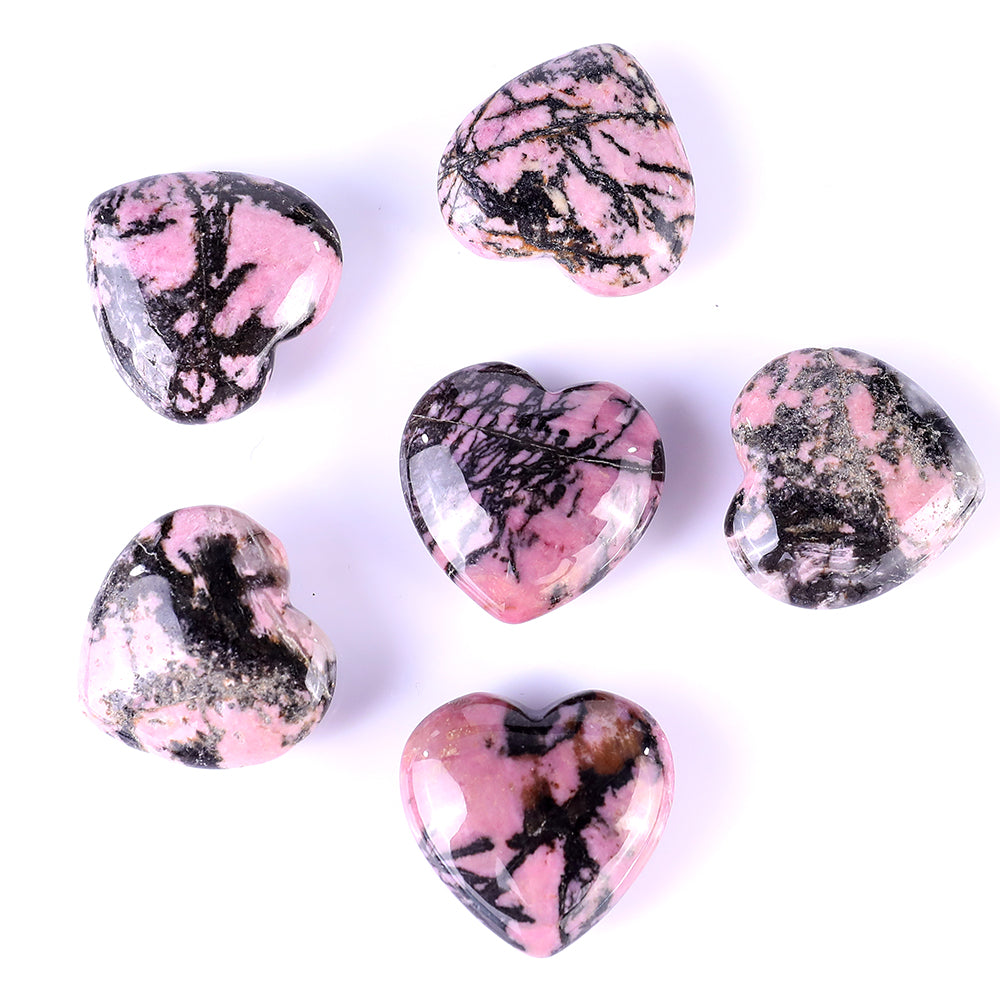 1.2" Rhodonite Hand Carved Crystal Heart Crystallumi