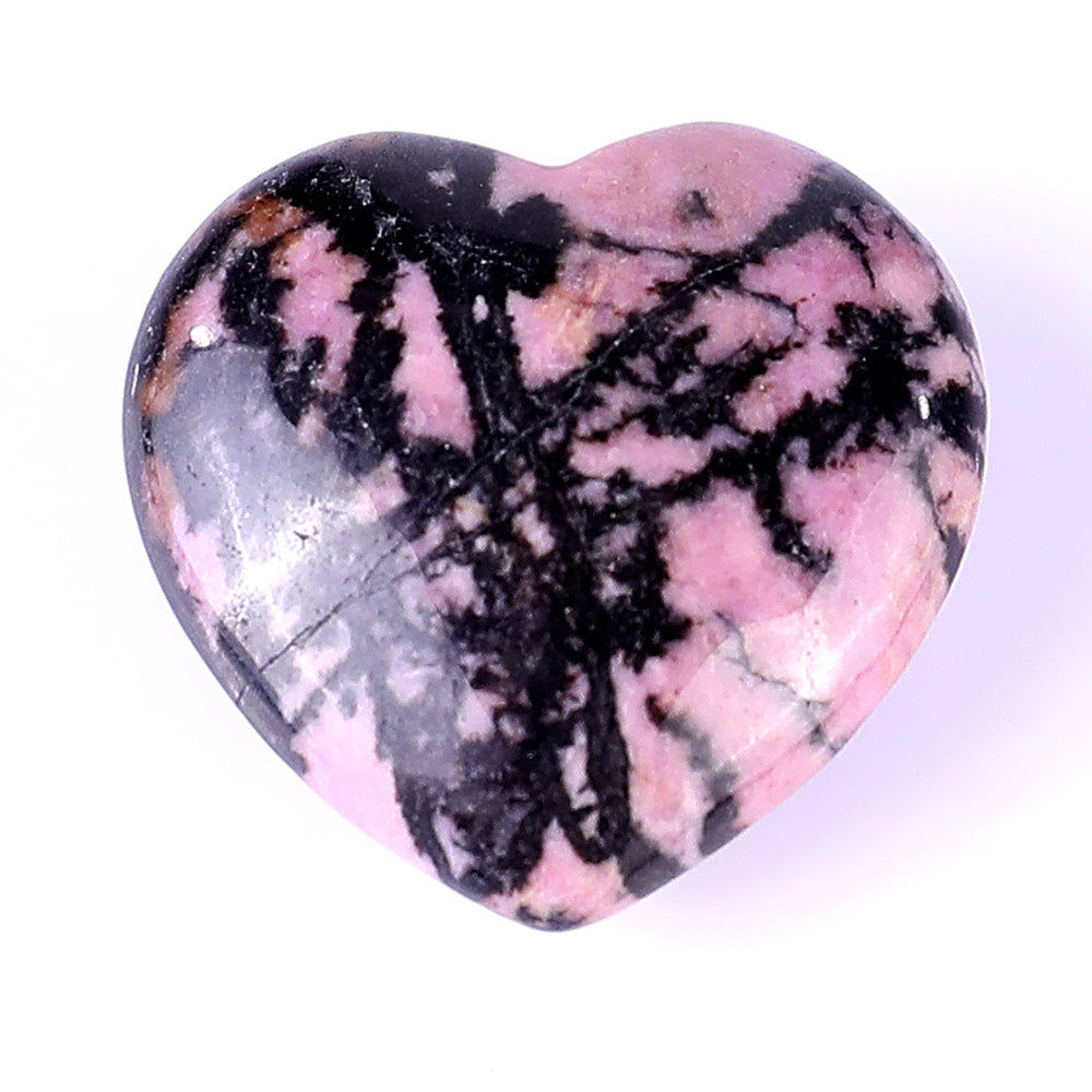 1.2" Rhodonite Hand Carved Crystal Heart Crystallumi