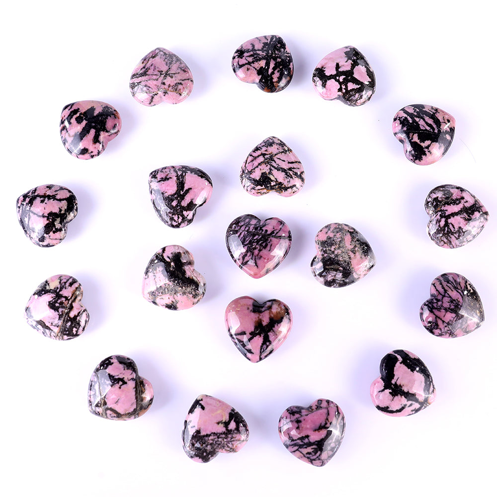 1.2" Rhodonite Hand Carved Crystal Heart Crystallumi