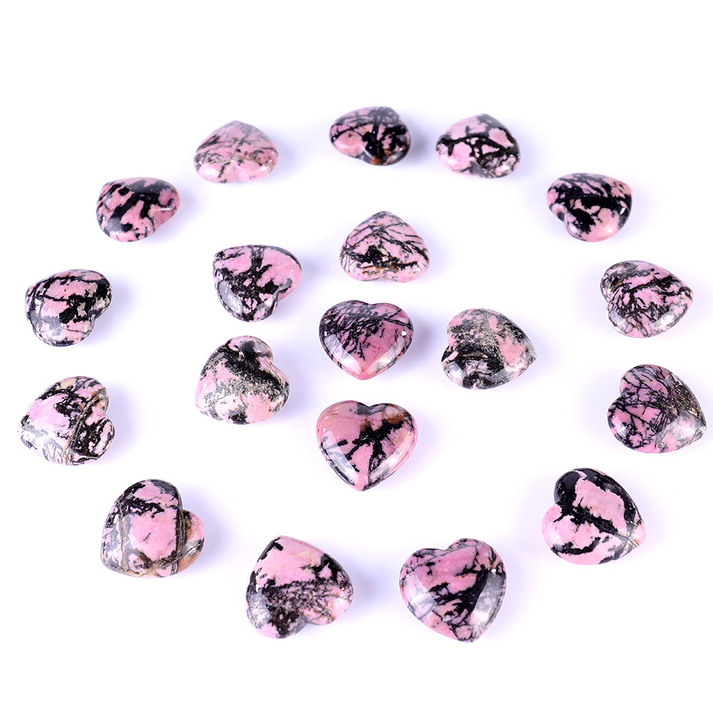 1.2" Rhodonite Hand Carved Crystal Heart Crystallumi