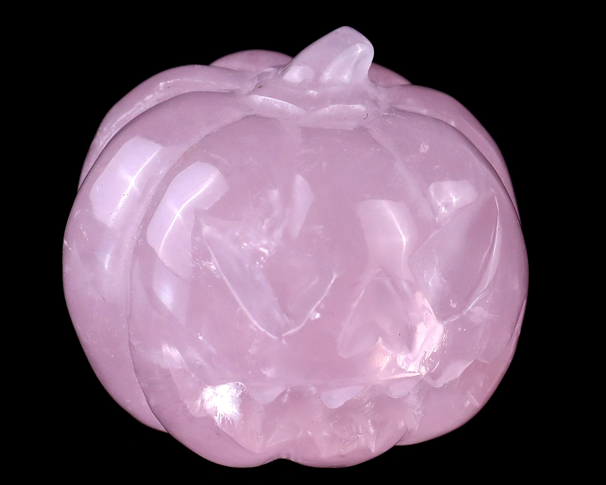 1.6” Natural Rose Quartz Hand Carved Crystal Pumpkin Sculpture, Halloween Gift Crystallumi