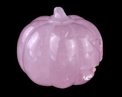 1.6” Natural Rose Quartz Hand Carved Crystal Pumpkin Sculpture, Halloween Gift Crystallumi