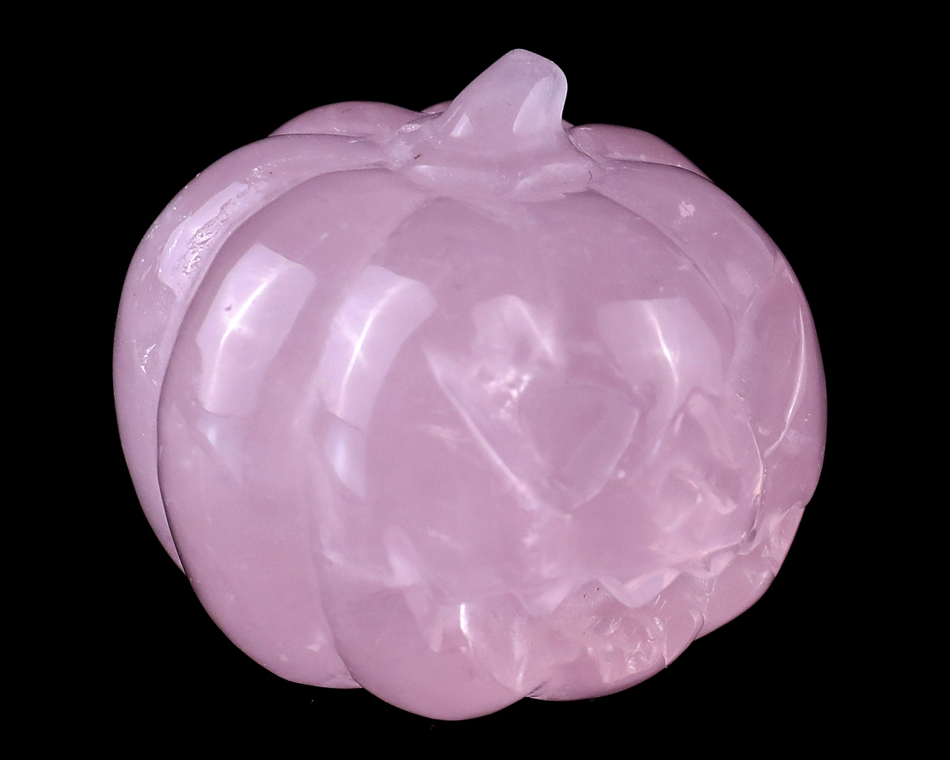 1.6” Natural Rose Quartz Hand Carved Crystal Pumpkin Sculpture, Halloween Gift Crystallumi