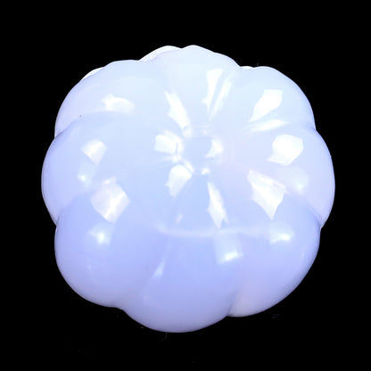 1.7” Natural Blue Chalcedony Hand Carved Crystal Pumpkin Sculpture, Halloween Gift Crystallumi