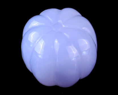 1.7” Natural Blue Chalcedony Hand Carved Crystal Pumpkin Sculpture, Halloween Gift Crystallumi