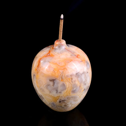 1.7" Natural Gemstone Hand Carved Crystal Vase, Incense Holder Sculpture Crystallumi