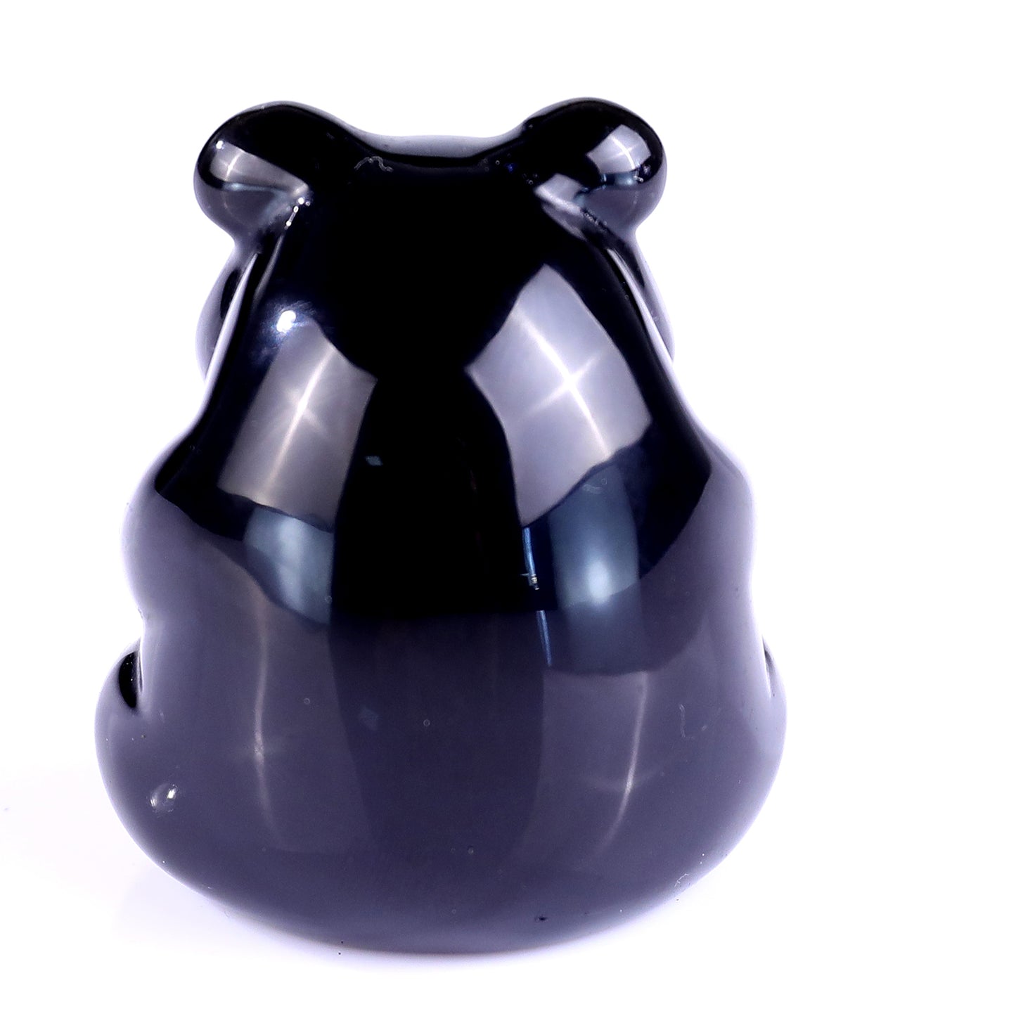 1.9" Black Obsidian Hand Carved Crystal Panda Sculpture Crystallumi