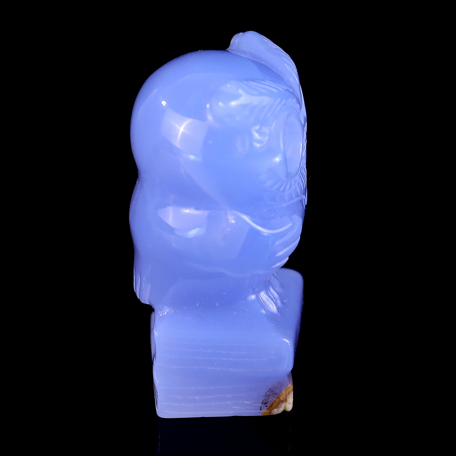 1.9" Blue Chalcedony Hand Carved Crystal Owl Sculpture Crystallumi