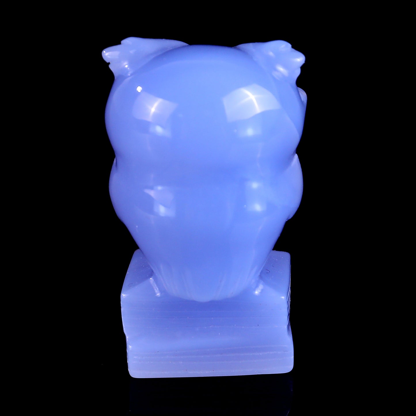 1.9" Blue Chalcedony Hand Carved Crystal Owl Sculpture Crystallumi