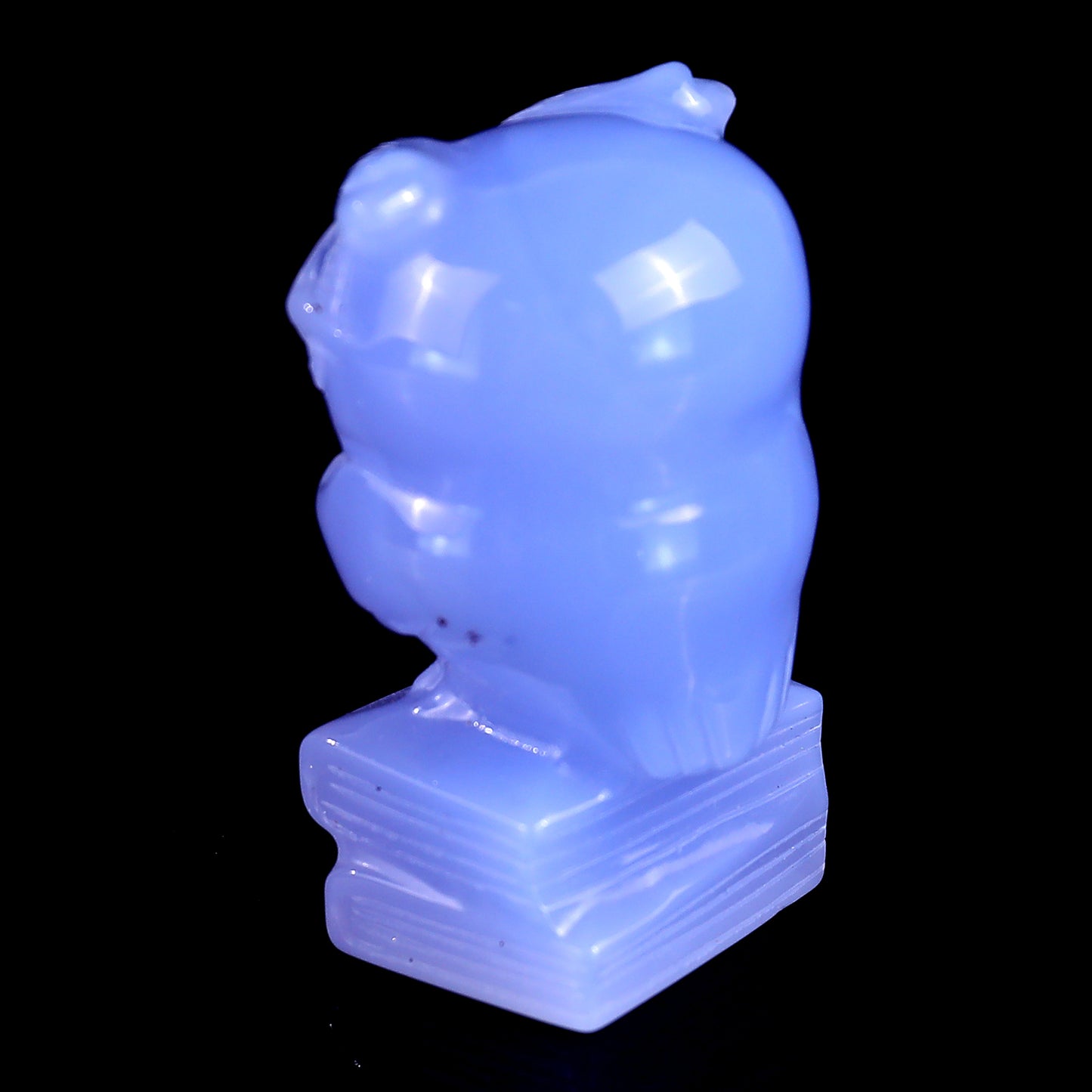 1.9" Blue Chalcedony Hand Carved Crystal Owl Sculpture Crystallumi