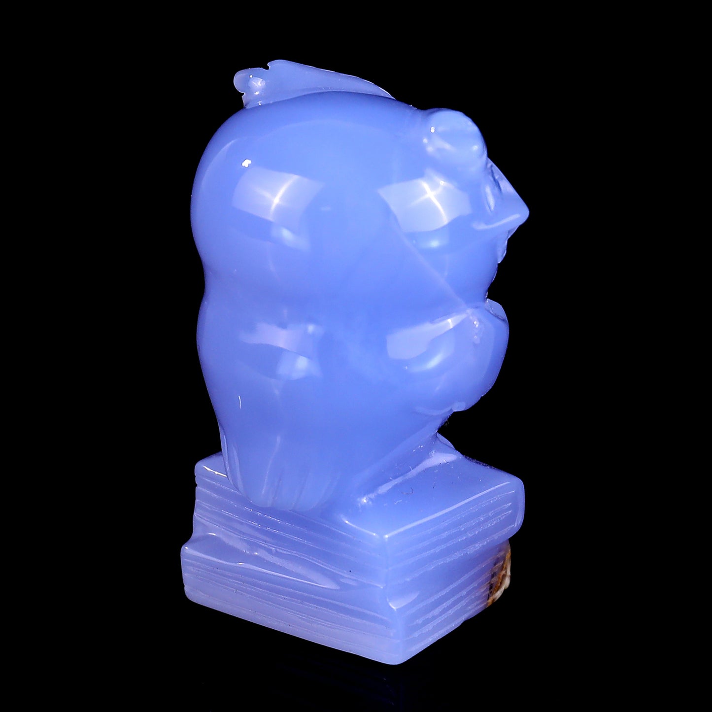 1.9" Blue Chalcedony Hand Carved Crystal Owl Sculpture Crystallumi