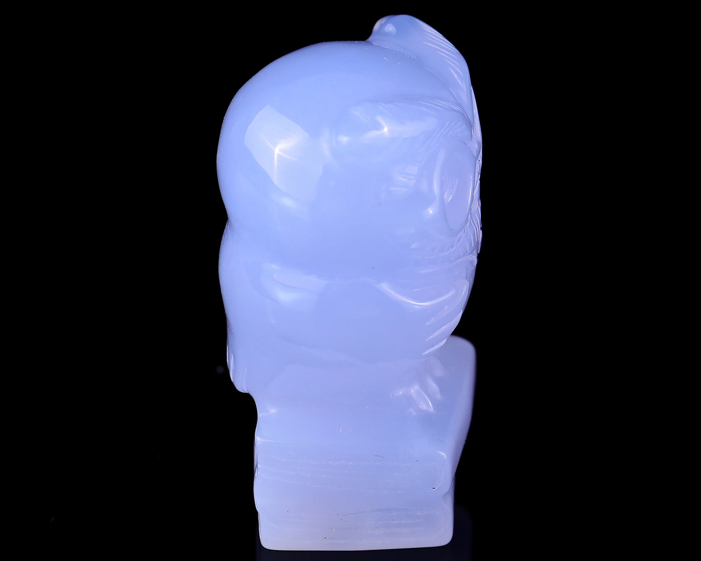 1.9" Blue Chalcedony Hand Carved Crystal Owl Sculpture Crystallumi