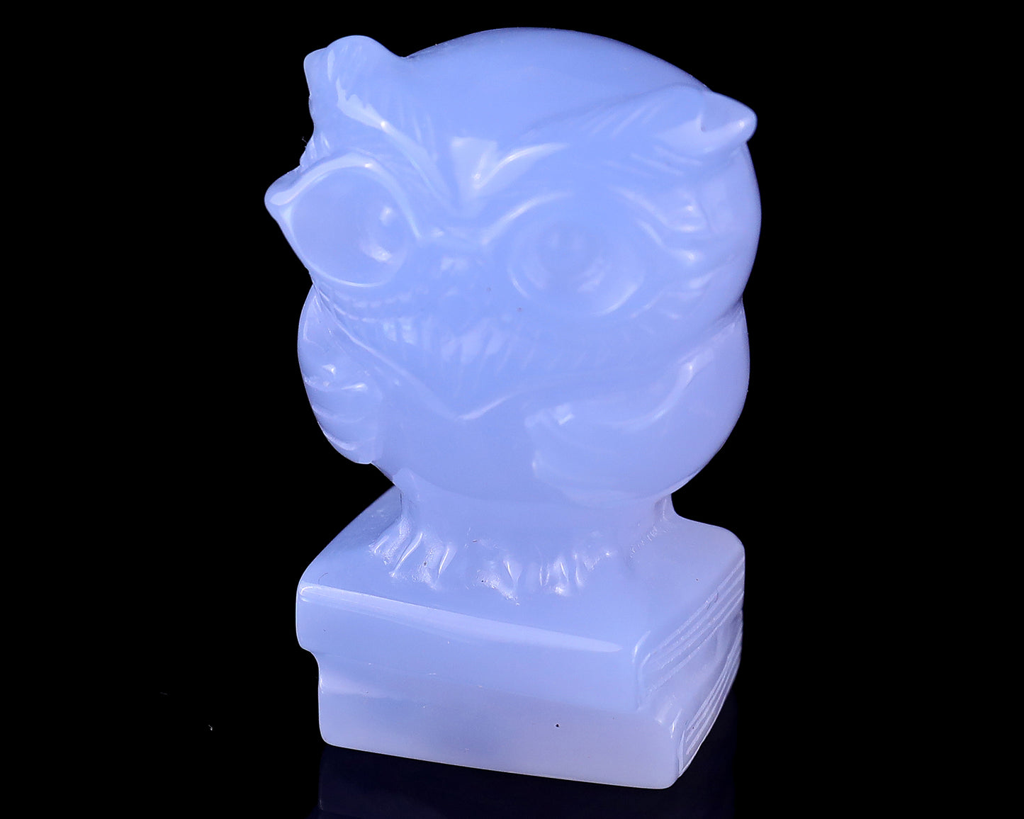 1.9" Blue Chalcedony Hand Carved Crystal Owl Sculpture Crystallumi