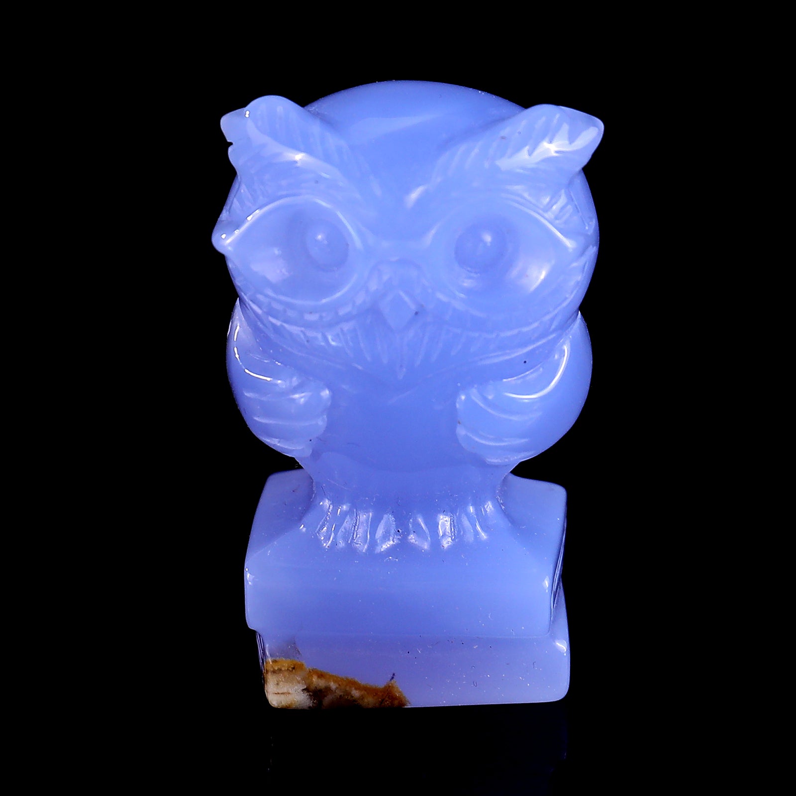 1.9" Blue Chalcedony Hand Carved Crystal Owl Sculpture Crystallumi