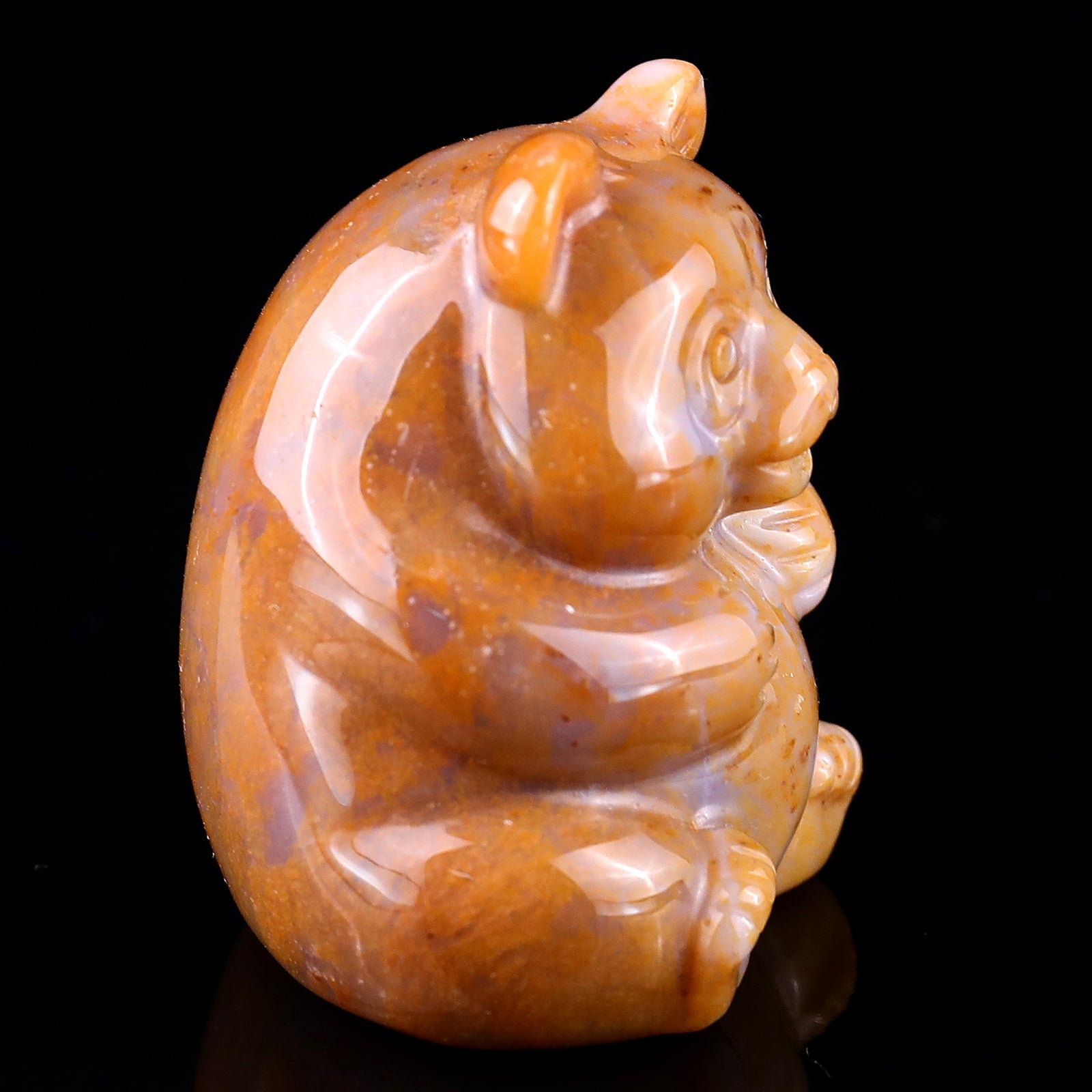 1.9" Chalcedony Hand Carved Crystal Panda Sculpture Crystallumi