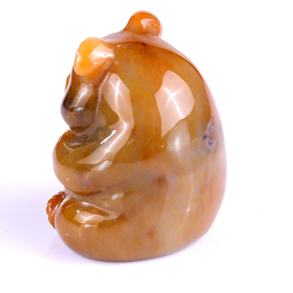 1.9" Chalcedony Hand Carved Crystal Panda Sculpture Crystallumi