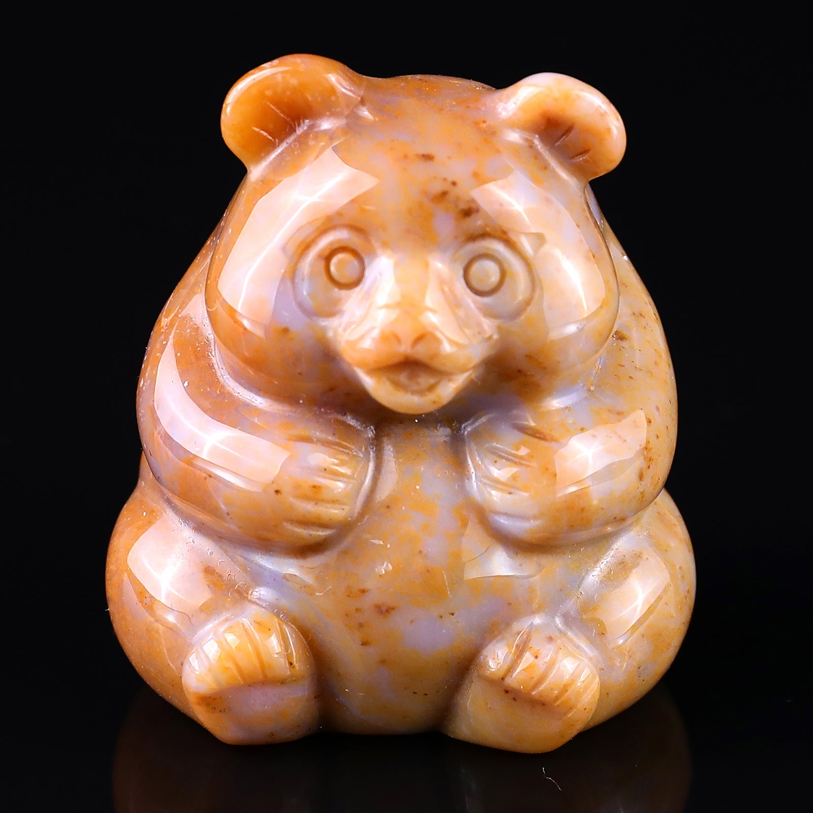 1.9" Chalcedony Hand Carved Crystal Panda Sculpture Crystallumi