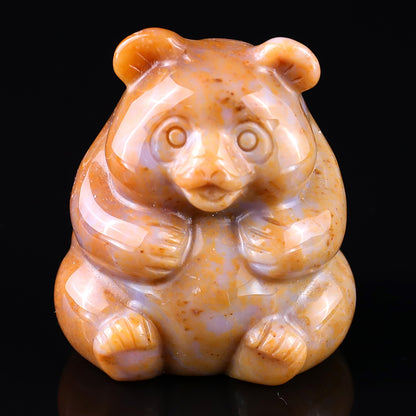 1.9" Chalcedony Hand Carved Crystal Panda Sculpture Crystallumi