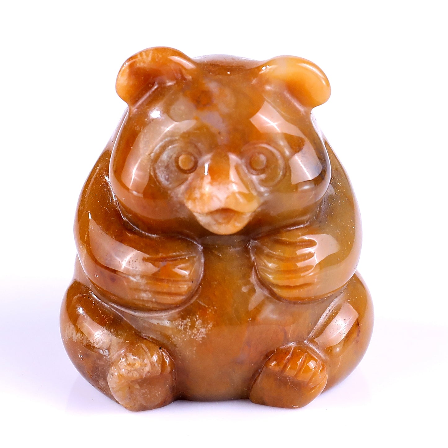 1.9" Chalcedony Hand Carved Crystal Panda Sculpture Crystallumi