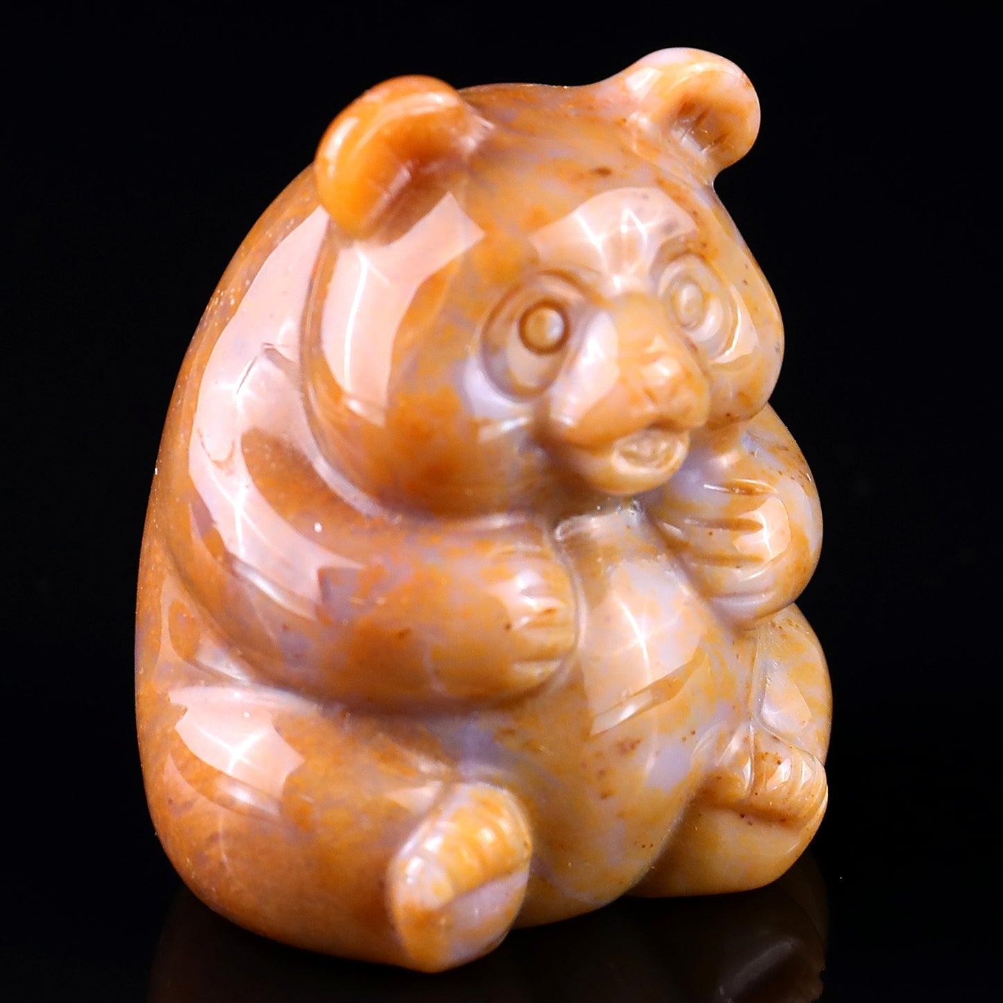 1.9" Chalcedony Hand Carved Crystal Panda Sculpture Crystallumi