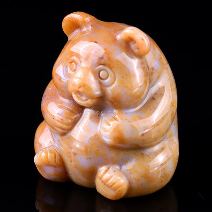 1.9" Chalcedony Hand Carved Crystal Panda Sculpture Crystallumi