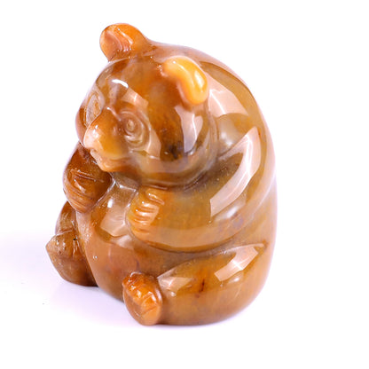 1.9" Chalcedony Hand Carved Crystal Panda Sculpture Crystallumi