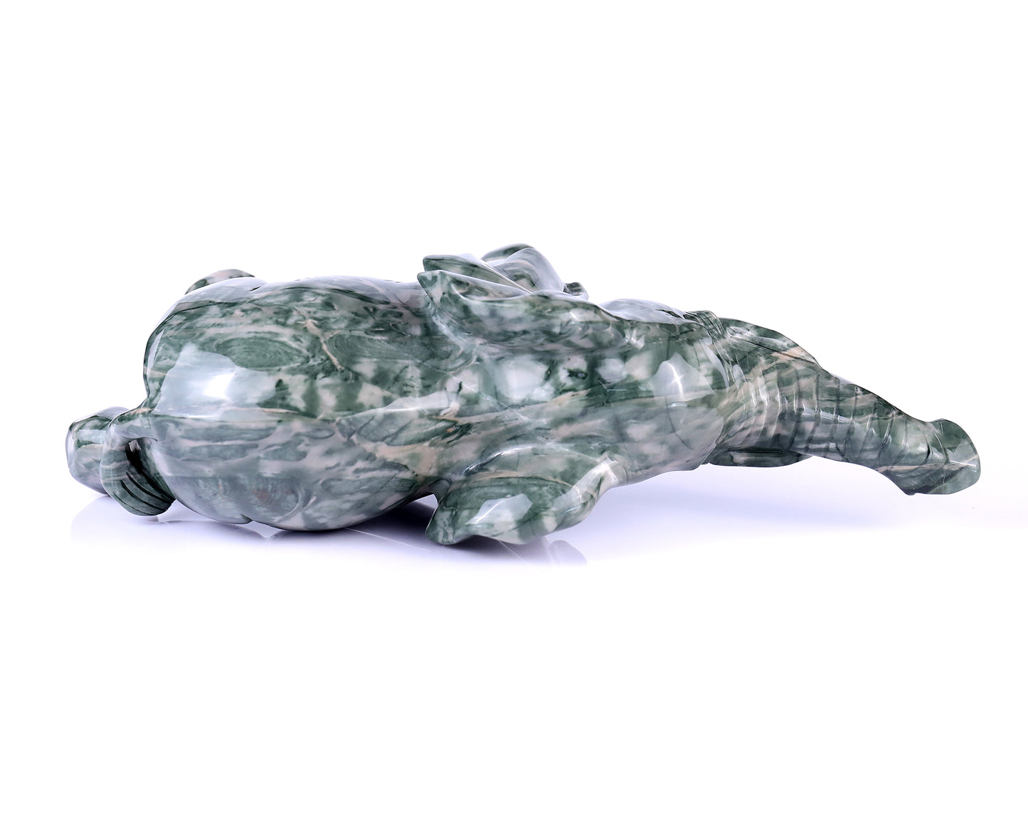 10.0" Jiulong Jade Hand Carved Crystal Elephant Sculpture Crystallumi