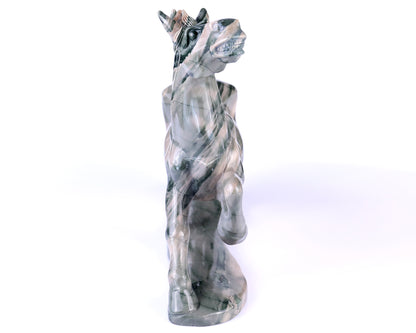 10.2" Jiulong Jade Hand Carved Crystal Horse Sculpture Crystallumi