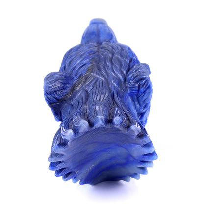 10.4" Blue Aventurine Hand Carved Crystal Wolf Head Sculpture Crystallumi