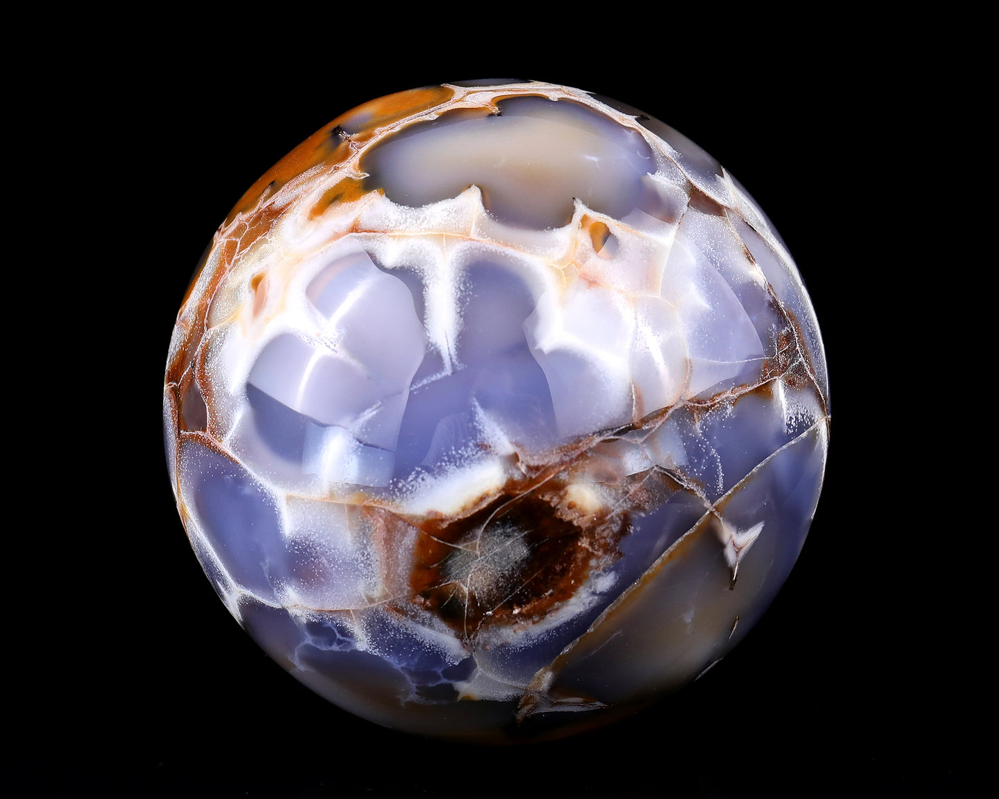 105mm Blue Chalcedony Hand Carved Crystal Sphere Crystallumi