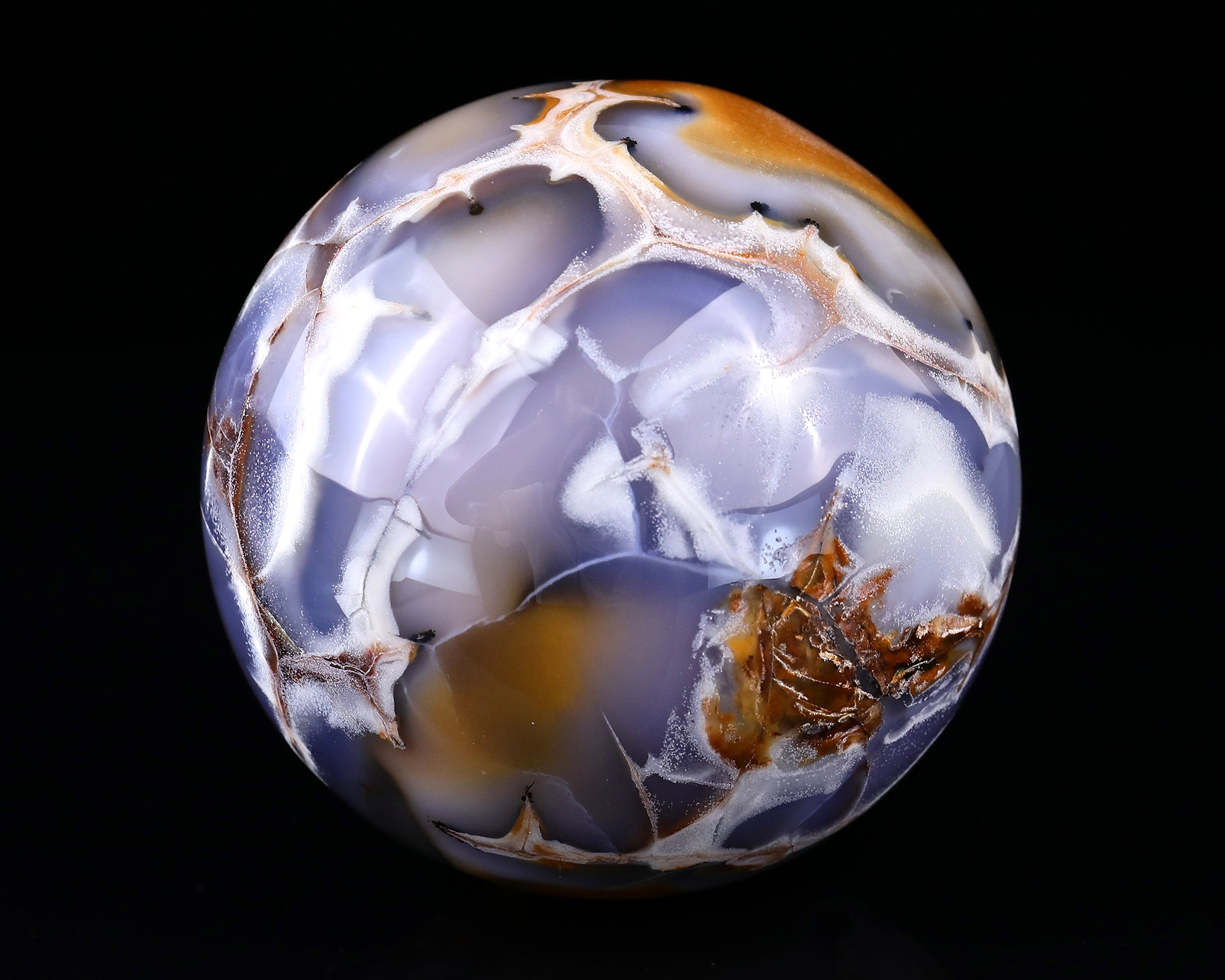 105mm Blue Chalcedony Hand Carved Crystal Sphere Crystallumi