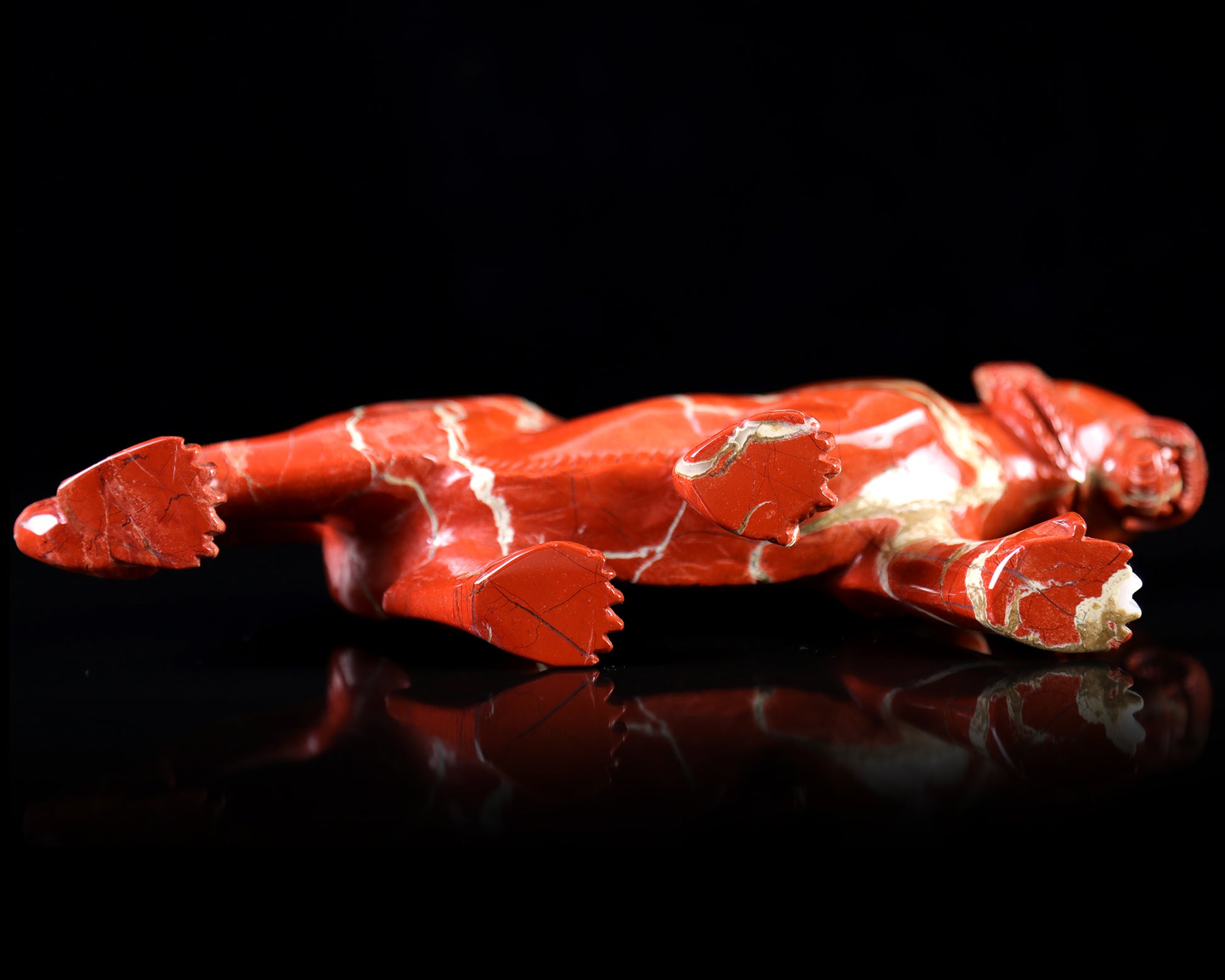 11.0" Red Jasper Hand Carved Crystal Tiger Sculpture Crystallumi