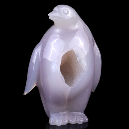 4.0" Geode Agate Hand Carved Crystal Penguin Sculpture