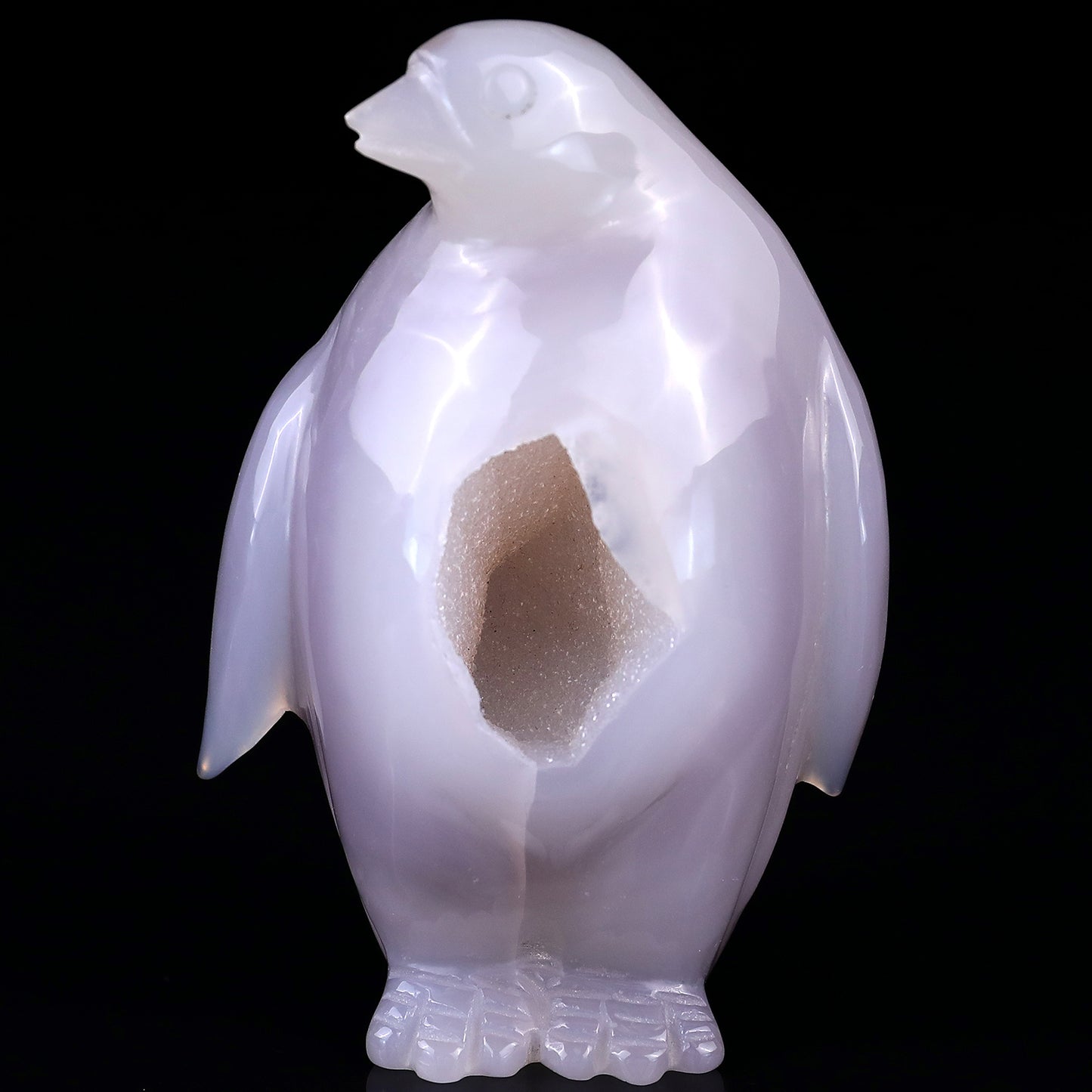 4.0" Geode Agate Hand Carved Crystal Penguin Sculpture