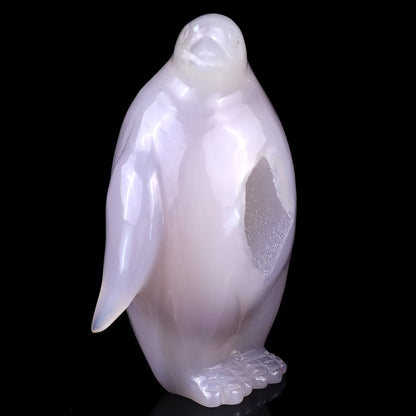 4.0" Geode Agate Hand Carved Crystal Penguin Sculpture