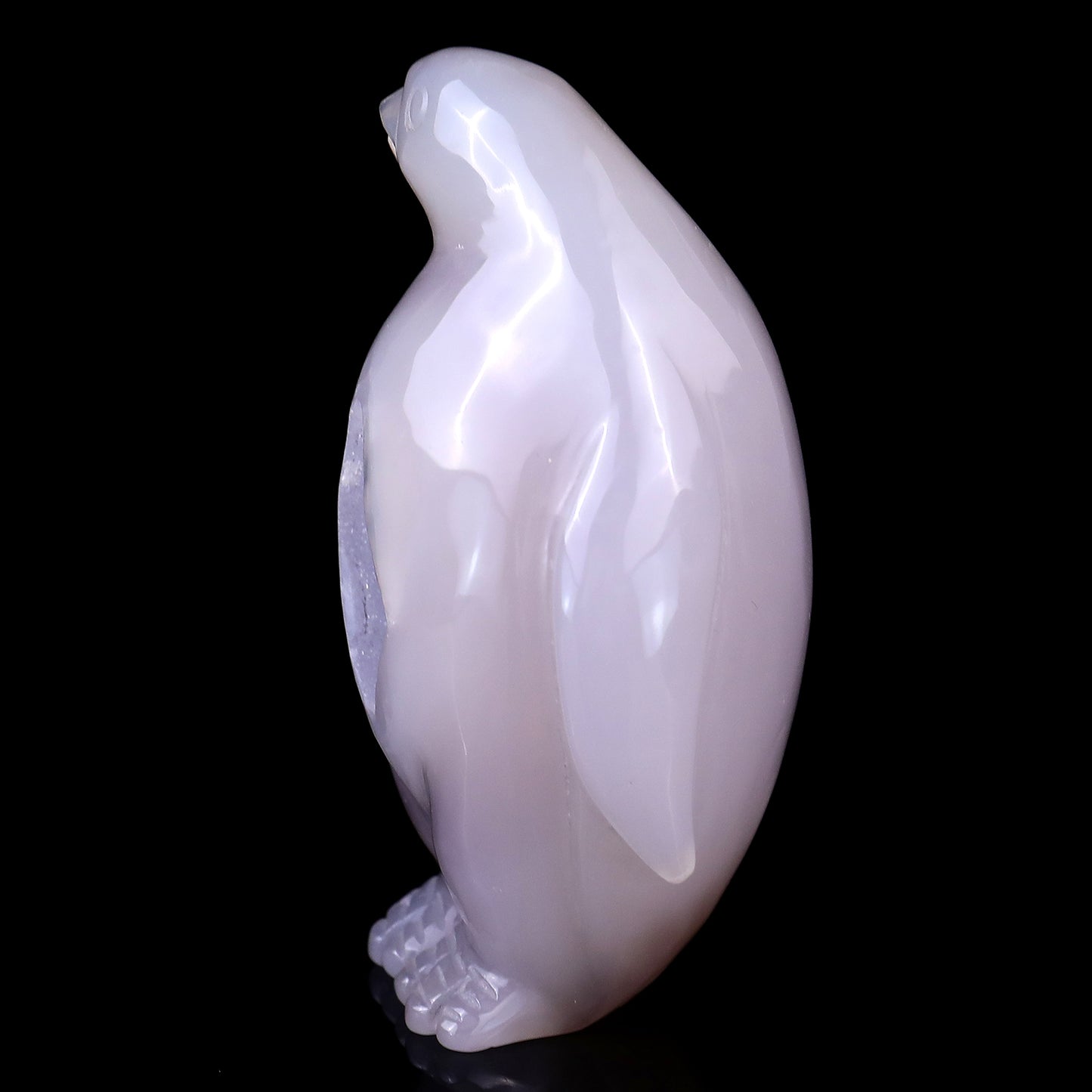 4.0" Geode Agate Hand Carved Crystal Penguin Sculpture