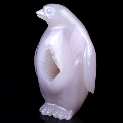 4.0" Geode Agate Hand Carved Crystal Penguin Sculpture