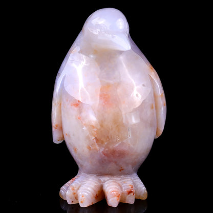 5.6" Chalcedony Hand Carved Crystal Penguin Sculpture