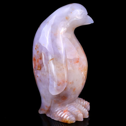 5.6" Chalcedony Hand Carved Crystal Penguin Sculpture