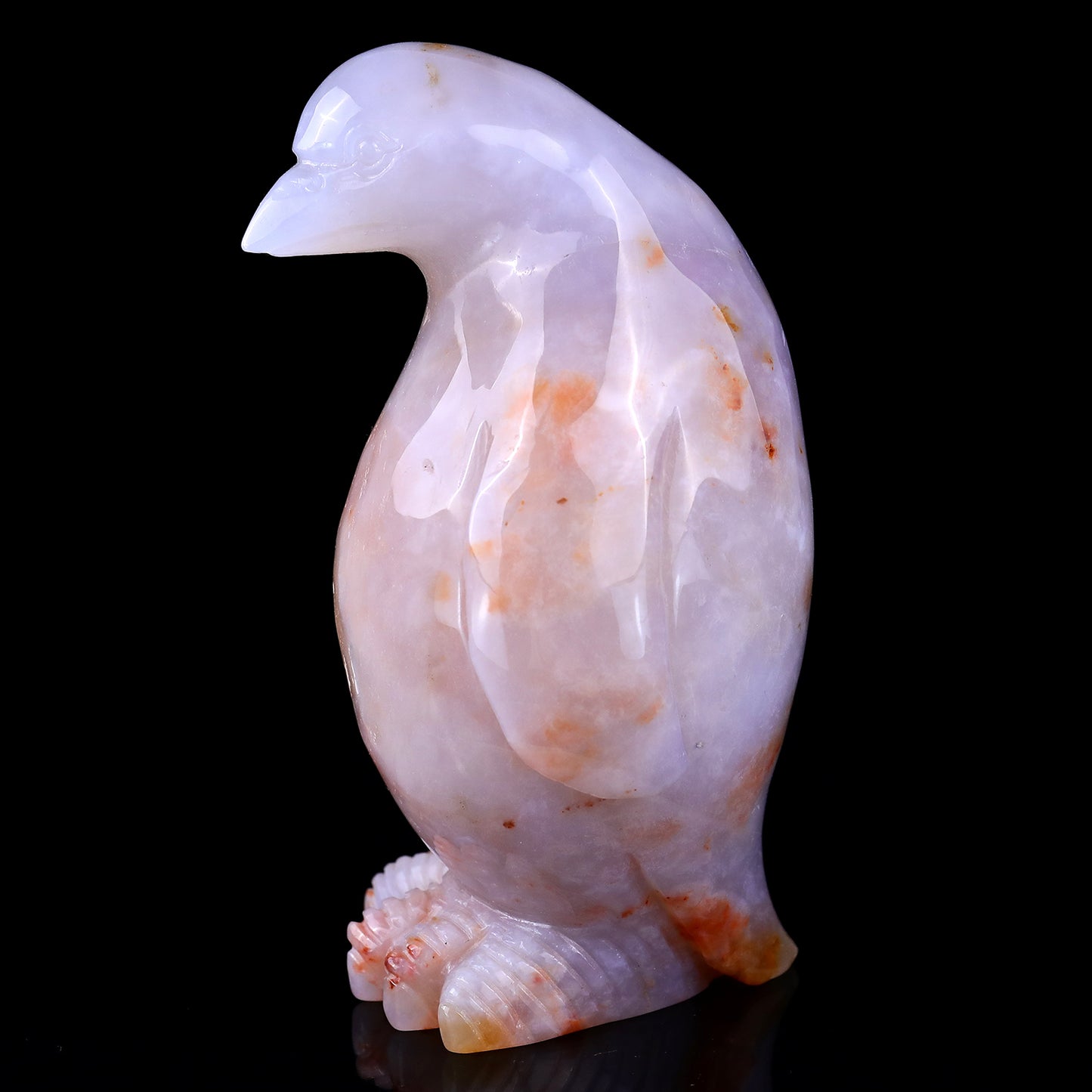 5.6" Chalcedony Hand Carved Crystal Penguin Sculpture