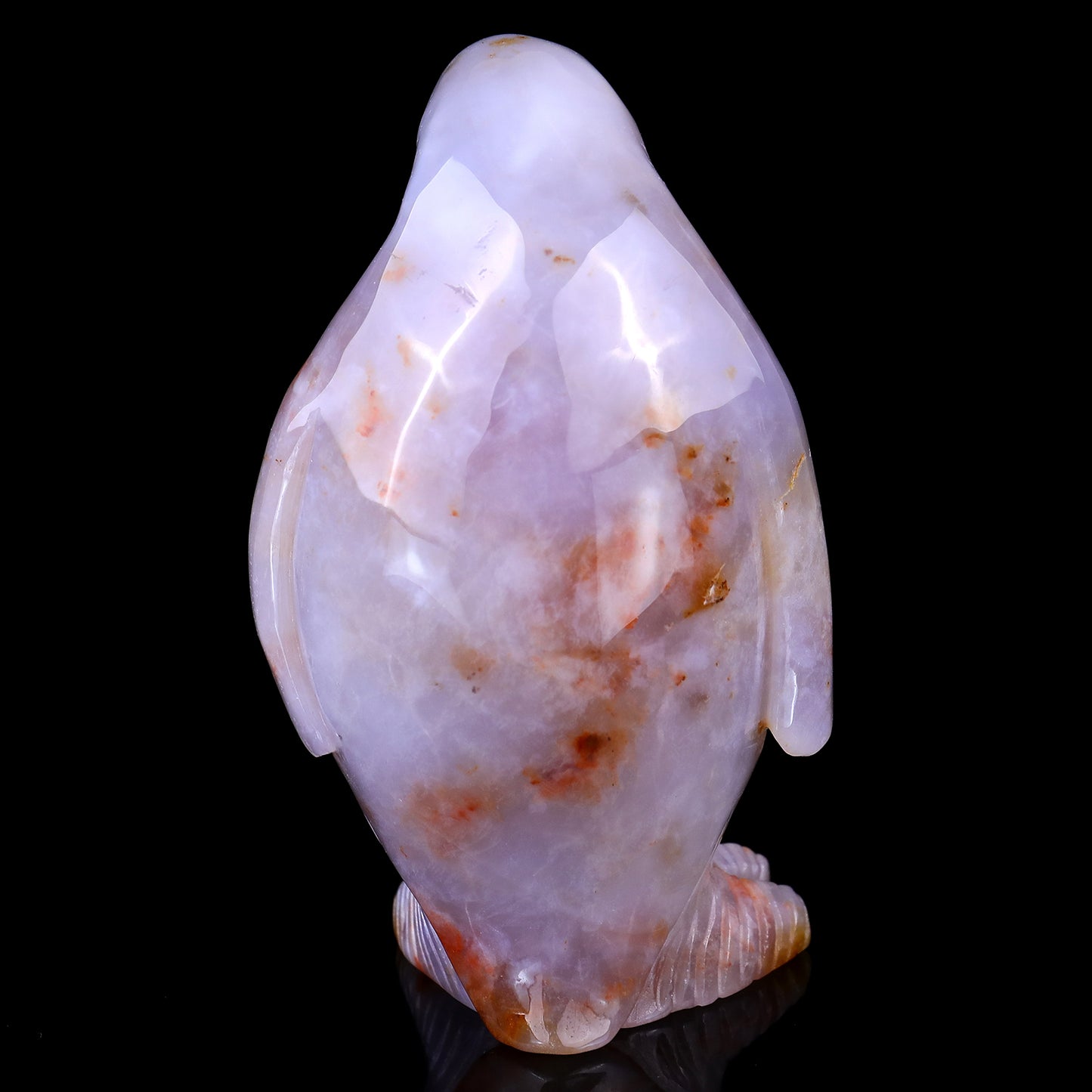 5.6" Chalcedony Hand Carved Crystal Penguin Sculpture