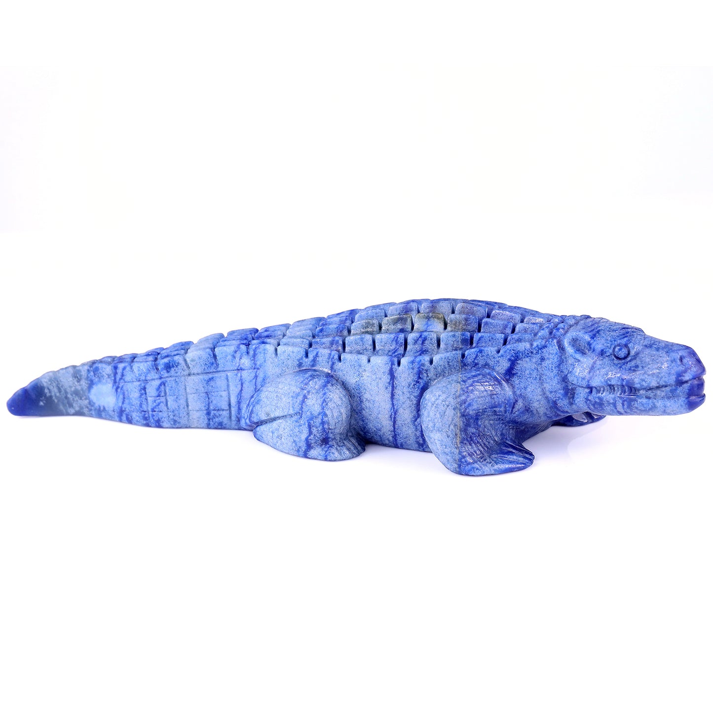 12.2" Blue Aventurine Hand Carved Crystal Crocodile Sculpture Crystallumi