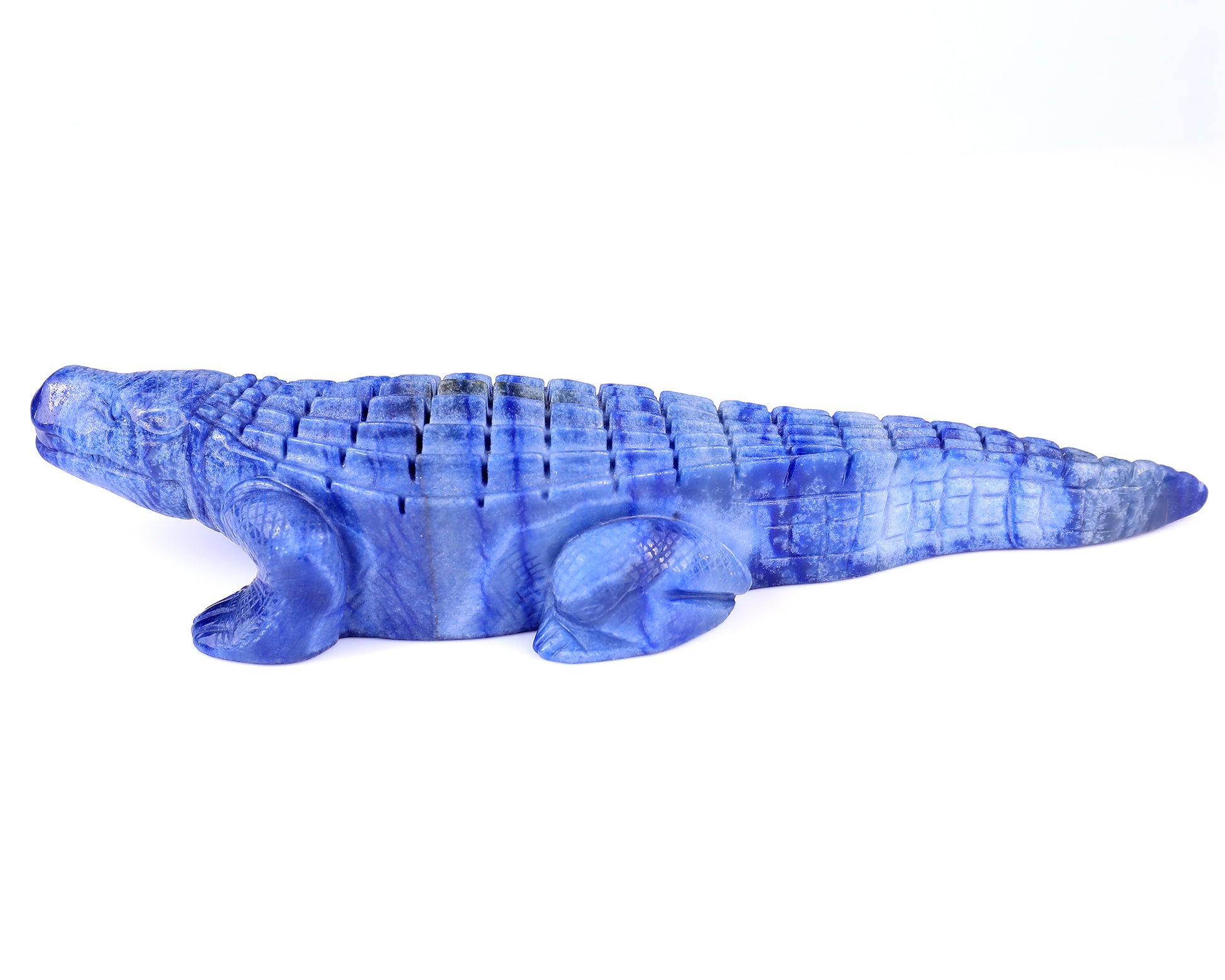 12.2" Blue Aventurine Hand Carved Crystal Crocodile Sculpture Crystallumi